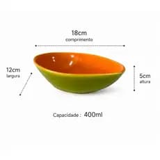Bowl de Ceramica Mamão Papaya 400ml  Decorativo para Frutas e Café da Manhã