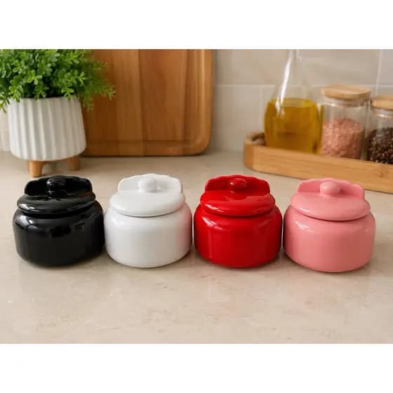 Saleiro de Ceramica Com tampa Cozinha Mesa Parede