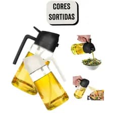 Borrifador Spray e Dosador de Azeite Óleo Vinagre 2 em 1 Cozinha 470ml - BM-F1230 - (Cores Sortidas)