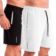 Kit 2 Shorts Masculino Bermuda Tactel Elastano Shorts Praia Academia Casual Bolso Mauricinho Treino