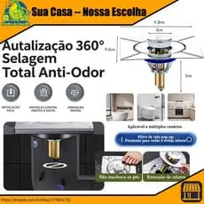 1/2 Ralo Inteligente 10x10/15x15Cm Click Inox Banheiro Lavabo Veda Cheiro kit banheiro acessórios