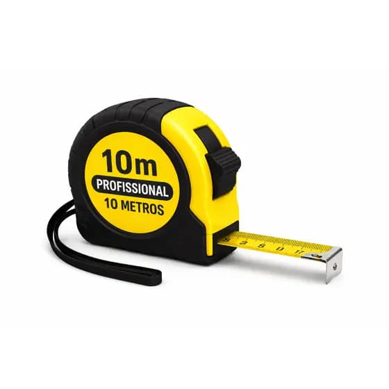 Trena 10m  Profissional Emborrachada com Trava Fita Métrica Aço 25mm  Alta Precisão Retrátil Resistente Construção Civil