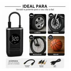 Mini Compressor De Ar Portatil Digital Calibrador Pneu Carro Moto Recarregavel 150 PSI
