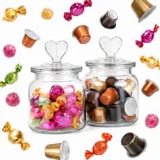 Kit Com 2 Potes De Vidro Coração Hermético 650 Ml - Baleiro