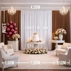 Cortina Painel De Festa 4,5x2,5m Tecido Premium Decoração Casamento Aniversário Chá Revelação