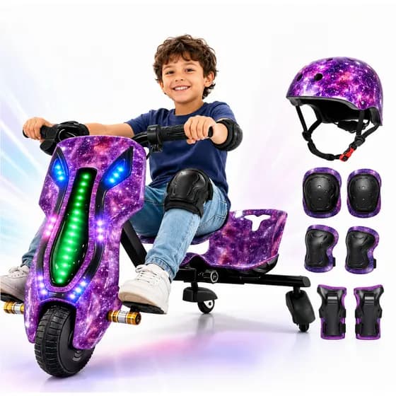🔥Triciclo Infantil Elétrico Drift 350W LED Bluetooth 3 Velocidades Kart Criança Kit Proteção