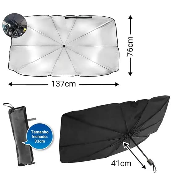 Bloqueador de Calor Para-brisa Automotivo Formato Guarda-chuva 140*80cm