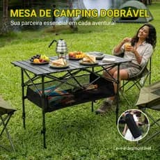 🔥Mesa de camping dobrável ajustável ao ar livre com rede de 1,2M, preta