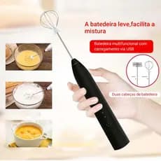 🔥Misturador Elétrico 2 em 1 Espumador de Leite USB Recarregável Batedor Café Ovos