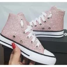 Botinha Infantil Glitter Rosa e Cinza Cano Alto Menina do 26 ao 33!!~