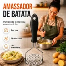 Amassador para fazer Papinha de bebe nenem Espremedor de Legumes Aço Inox com Cabo de Plástico