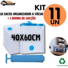 Jogo Saco Vácuo Com Bomba Viagem Mala Organizador Guarda Roupa Edredom 40x60cm Reutilizável Barato