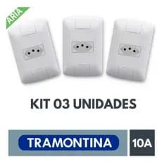 kit 3 Conjuntos Tomada Tramontina Aria 2p+t 10a Branco