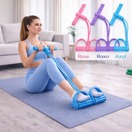 Extensor Elástico Multi Exercícios Pull Reducer com Pedal  Fitness Treino e Reabilitação em Casa Academia Multifuncional