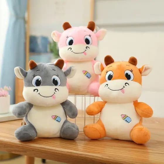 Pelúcia Vaquinha Fofa 35cm Boneco de Plush Macio Kawaii Decorativo Presente Infantil