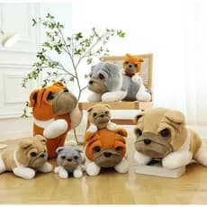 Pelúcia Cachorro Bulldog Fofo Boneco de Plush Macio Decorativo Presente Infantil Cinza Caramelo Marrom Envio Imediato