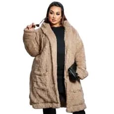 Casaco Teddy Peluciado Forrado Plus Size Feminino Tam U