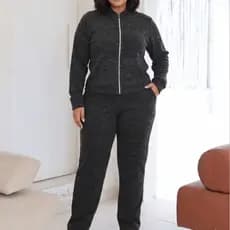 Conjunto Ribi Plus Size Lanzinha Com Zíper e Calça inverno