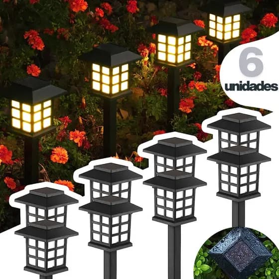 Luminária Solar Espeto Jardim LED Cazinha Recarregável Decoração Externa Para Gramado