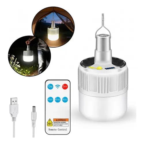 Lâmpada Solar Lampião Camping Barraca Bivolt Com Controle Remoto Prova D'água Iluminação Portátil