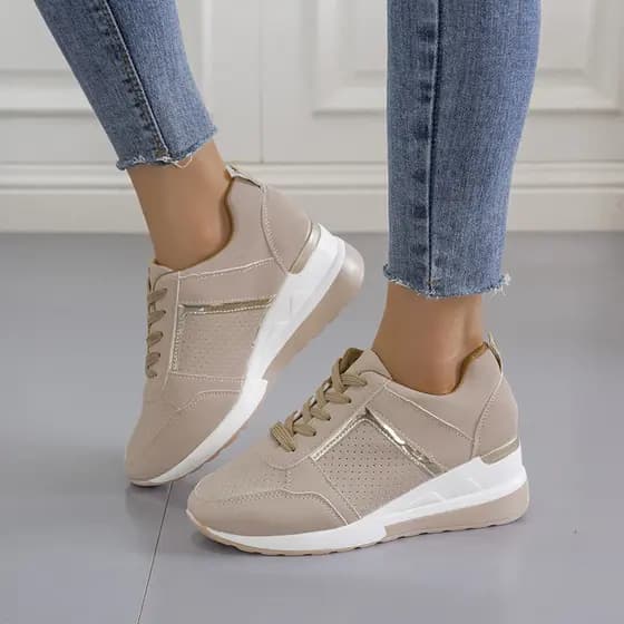 2026 Sapatos De Moda Feminina Tênis Rendas Cunha Esportivos Femininos Vulcanizados Plataforma Casual Senhoras Confortáve