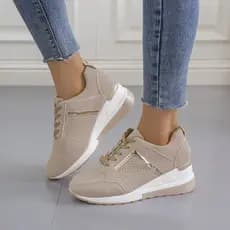 2026 Sapatos De Moda Feminina Tênis Rendas Cunha Esportivos Femininos Vulcanizados Plataforma Casual Senhoras Confortáve