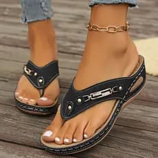 Sapatos Femininos Sandálias Casuais Verão Sola Grossa Clip-toe Oco Senhoras Slides Flip Flops Cunha Salto Chinelos De Co