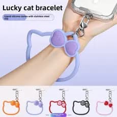 Pulseira De Cordão De Telefone De Silicone , Curta Com Clipe , Resistente A Choques , Amuletos De Desenhos Animados Anti