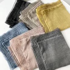 Lenço Quadrado de Cor Sólida, Lenço Quadrado Fino de Algodão e Linho com Acabamento de Renda para Primavera e Outono, Le