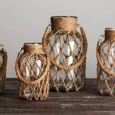 Retro arranjo de flores arte flor seca corda cânhamo vaso decoração para casa vidro transparente decoração Desktop sala