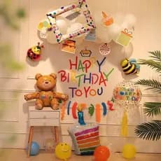 Menina menina menina namorada feliz aniversário decoração balão um ano de idade bebê menina festa fundo parede cena deco