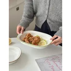 Muni ins assadeira retangular prato profundo frango frito cozimento frutas salada prato simples prato doméstico comida o