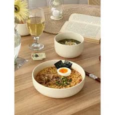 Muni estilo japonês fosco grande tigela de sopa tigela de arroz prato de sopa de cerâmica ponto de gergelim tigela de ma