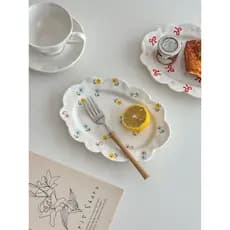 Muni ins Prato pequeno de sobremesa fresco com laço Floral Prato de flores Chá da tarde Conjunto de comida para uma pess