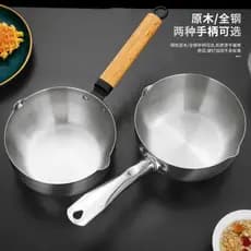 Panela de neve japonesa 304 de aço inoxidável não revestida antiaderente pequena panela de leite doméstica panela de mac