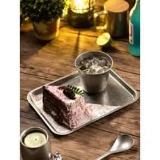 Bandeja de aço inoxidável estilo Industrial Retro prato jantar retangular café sobremesa bolo xícara chá armazenamento p