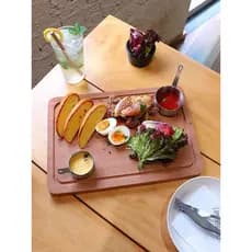 Prato de jantar de bife de restaurante ocidental placa de madeira maciça placa de bife bandeja de molho de bife placa pl