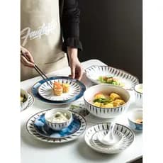 Prato estilo japonês, utensílios de mesa domésticos, influenciador criativo, estilo nórdico simples, macarrão, prato de