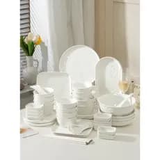Underglaze cor simples talheres tigela conjunto pratos domésticos modernos 2026 novo estilo branco puro pratos combinaçã