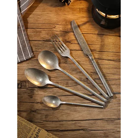 Retro 304 aço inoxidável comida ocidental conjunto de talheres colher casa Hotel requintado bife bolo estilo Industrial