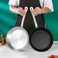 Frigideira de aço inoxidável de três camadas antiaderente comercial grande cozinha cantonesa Hotel pequena frigideira fo
