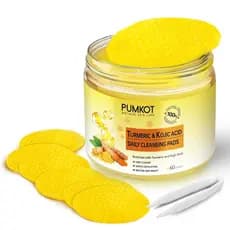 Almofadas de Limpeza Profundamente Hidratantes Pumkot com Cúrcuma e Ácido Kójico, Almofadas Esfoliantes para o Rosto com