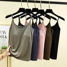 Primavera verão estilo fino Modal camisola feminina camisa de fundo com almofada no peito interior magro-ajuste colete c