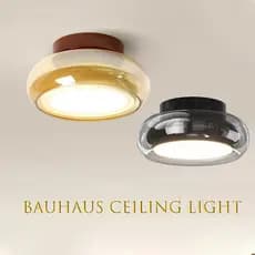 Luminária de teto Vidro plano Bauhaus Luz suave quente Chic Lado janela Passagem Luminária de teto