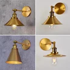Luminária de Parede Retro Giratória em Metal Dourado, Arandela Funcional de Luz Direcionável para Bar e Hall de Entrada