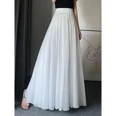 720 graus novo estilo Chiffon dupla camada saia longa verão saia branca grande balanço dança saia Xinjiang dança estilo