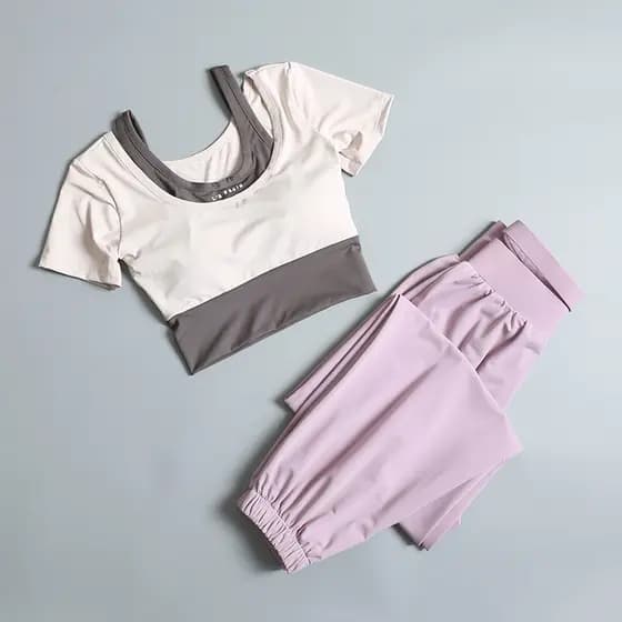 Roupas de Yoga terno feminino primavera verão correndo esportes apertado roupas de treinamento de manga curta Pilates tr