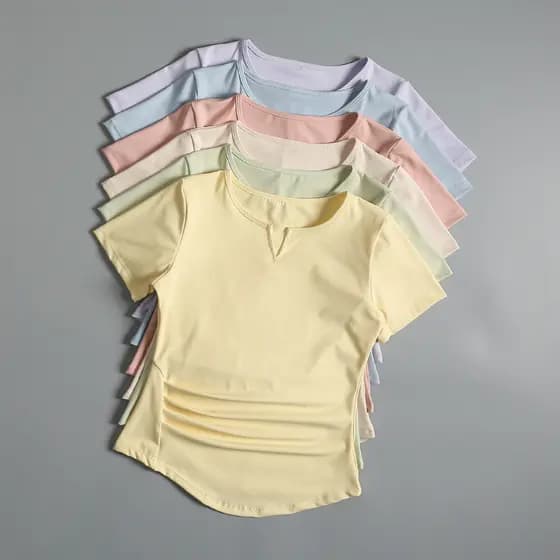 Roupas de Fitness de secagem rápida roupas de Yoga de manga curta feminina verão fino ajuste correndo treinamento camise