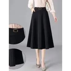 Plus Size saia feminina primavera outono comprimento médio Casual Drape mais magro olhar capa virilha cintura elástica a