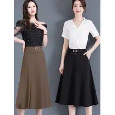 Popular saia bolso saia feminina roupas de primavera 2026 novo estilo tamanho grande a linha comprimento médio sobre o j